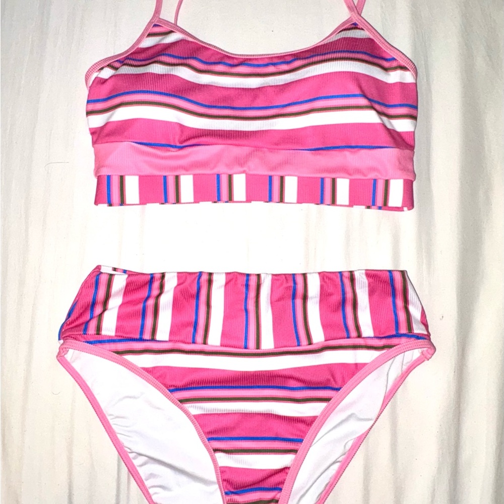 Striped Pink Bikini Set